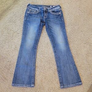 Miss Me Women's Light Wash Boot Cut Jeans with Embellished Pockets